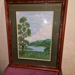 Oil painting - Tree by the River - Framed