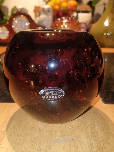 Vintage large Murano glass tea candle holder