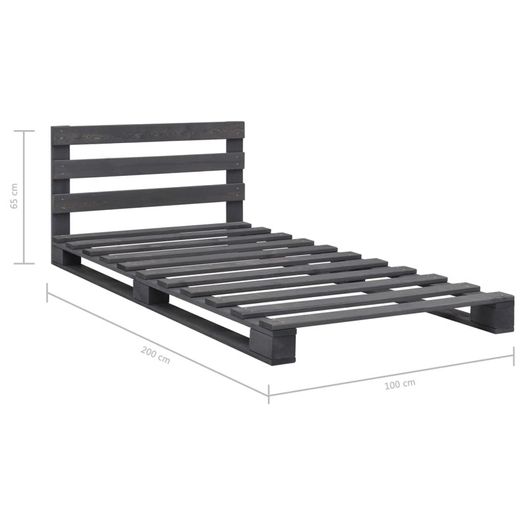 Pallet Bed Frame Grey Solid Pine Wood 100x200 cm