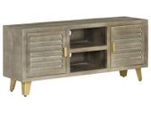 TV Cabinet Solid Mango Wood Grey with Brass 110x30x48 cm