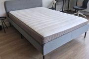 As New - Beautiful Sturdy Grey Fabric 4Ft 6 Double Bed Frame - Can Deliver