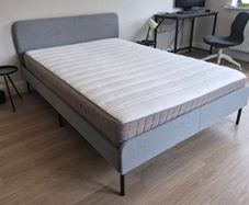 As New - Beautiful Sturdy Grey Fabric 4Ft 6 Double Bed Frame - Can Deliver
