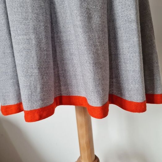 Vintage 1960s rare Colin Glascoe wool mod dress grey pillarbox red silver belt buckle / 1970s British designer Made in England S small