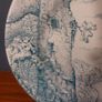 Fabulous Vintage Arklow Pottery Teal and White 9 Inch Wall Plate in an Unusual Landscape Pattern with a Castle Ruin Image 3