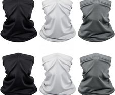 6 Pack Multifunctional Headwear Neck Scarf Snoods for Men Face Mask Unisex Neck Gaiter Elastic Motorbike Face Mask Windproof Bandana for Cycling Sports Outdoors Running Hiking Outing