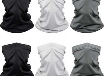 6 Pack Multifunctional Headwear Neck Scarf Snoods for Men Face Mask Unisex Neck Gaiter Elastic Motorbike Face Mask Windproof Bandana for Cycling Sports Outdoors Running Hiking Outing