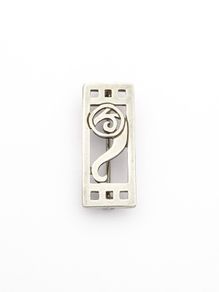 Vintage 925 Sterling Silver Mackintosh Style Geometric Scroll Brooch