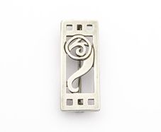 Vintage 925 Sterling Silver Mackintosh Style Geometric Scroll Brooch