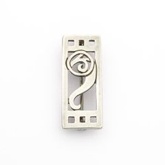 Vintage 925 Sterling Silver Mackintosh Style Geometric Scroll Brooch