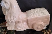 Vintage Pekinkese Dog and Flower Cart Figurine by Porceval.