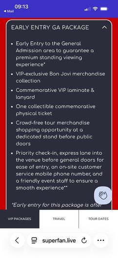 Early entry Bon Jovi tickets