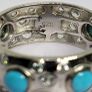 Arizona Sleeping Beauty Turquoise & Natural Zircon Band Ring in Platinum Overlay Sterling Silver. Image 4