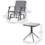 Outdoor Glider Rocking Chair & Table Set, Patio Furniture Bistro Set with 2 Single Seaters Swing Chair and Square Glass Top Table, Grey Image 3