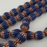 Antique Venetian Style Blue Chevron Glass Beads Necklace Strand Image 4