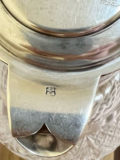 Vintage 1900 UK solid sterling silver glass wine jug