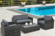 4 Pieces Rattan Sofa Set Chair Seat Furniture Patio Wicker Steel Black Garden (FREE SHIPPING)