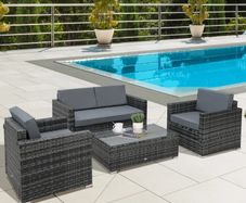 4 Pieces Rattan Sofa Set Chair Seat Furniture Patio Wicker Steel Black Garden (FREE SHIPPING)