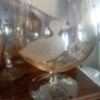 Vintage Amber Large Brandy Glasses with Duck & Bull Rush Motif Image 3