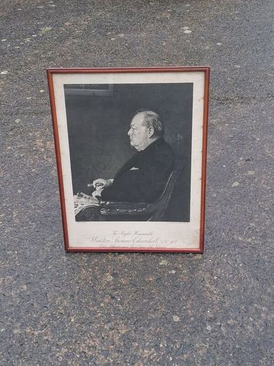 Midcentury Signed Winston Churhill Lithograph