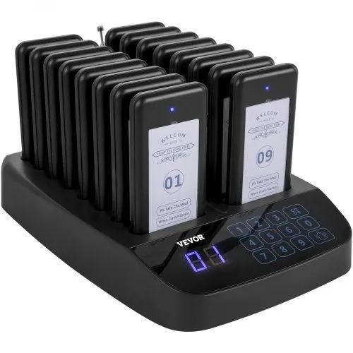 Restaurant Pager 16 Coasters Paging System Max 98 Nursery Pager Wireless Paging Queuing Calling System Touch Screen with Vibration, Flashing and Buzzer for Social Distance Hotels and Cafes