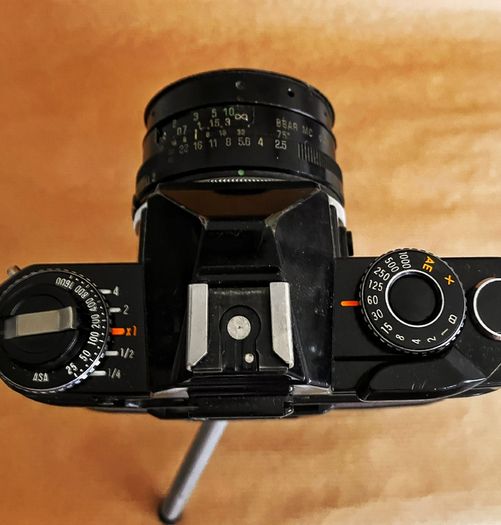 Yashica FX-D Quartz compact, manual-focus 35mm SLR film camera + 3 lenses.