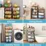 5 Tier Vegetable Fruit Basket for Kitchen, Stackable Metal Fruit and Vegetable Storage Baskets with Rolling Wheels Cart, Pantry organisers and storage for Kitchen Bathroom Livingroom Laundry room Cart Image 3