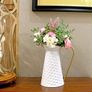 Elegant White Metal Flower Jug Vase, Farmhouse Galvanized Pitcher Vase,Rustic Decorative Milk Jug for Flowers Image 3