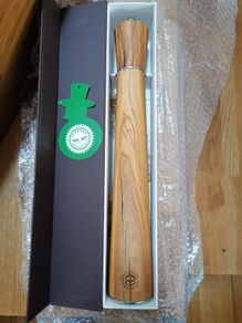 Handmade olive wood pepper mill