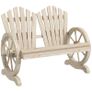 Fir Wood Love Seats with Wheel-Shaped Armrests, Large Load-Bearing Chair, Natural Wood Finish Image 2