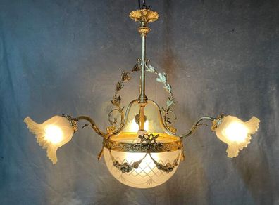 FLASH SALE! 475 DOWN FROM 675 ! Antique Art Deco Style Three Branch French Chandelier.