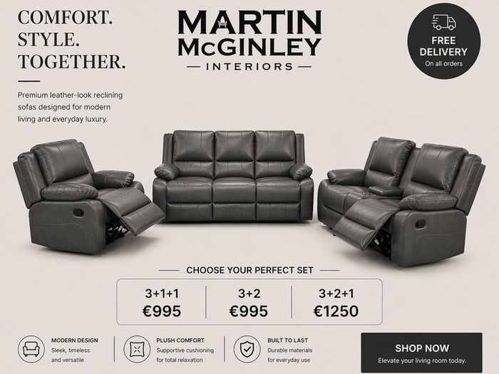 New 3+2 & 3+1+1 Full Leather Recliner Sofa Sets