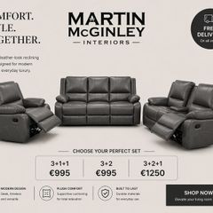New Larson Full Leather Recliner Sofa Sets