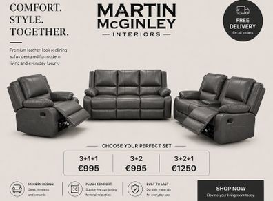 New Larson Full Leather Recliner Sofa Sets