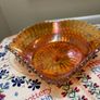 A bundle of vintage - retro pieces, Carnival Glass , Anchor Hocking Fire King, Large Ribbed Glass Butter Dish, Citrus Juicer, Three Footed Glass Sugar Bowl and Jug Image 3