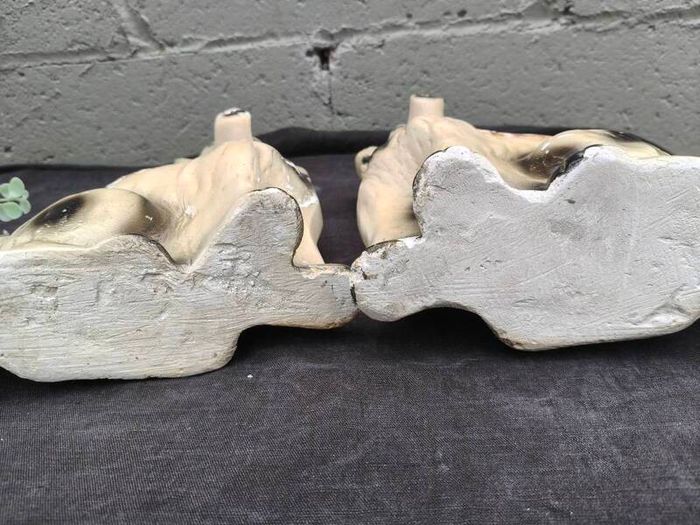 2 x Vintage Chalkware Dogs