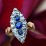 Antique Victorian Sapphire & Diamond Ring - 18ct circa 1880 Image 3
