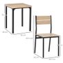 3 Pieces Compact Dining Table 2 Chairs Set Wooden Metal Legs Bistro cafe Kitchen Breakfast Bar Home Furniture, Light Wood Grain Image 2