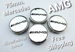 4x AMG SILVER Mercedes Benz 75mm Alloy Wheel Center Caps cap Hub Cover  E S C S CLK 75