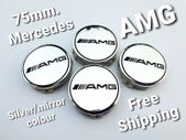 4x AMG SILVER Mercedes Benz 75mm Alloy Wheel Center Caps cap Hub Cover  E S C S CLK 75