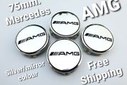 4x AMG SILVER Mercedes Benz 75mm Alloy Wheel Center Caps cap Hub Cover  E S C S CLK 75