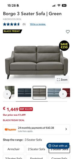 Italian leather 3 seater couch