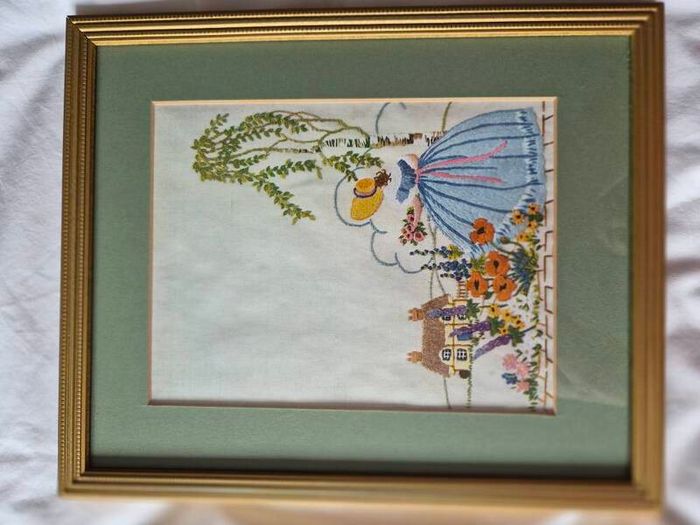 Vintage Crinoline Lady / Crinoline Couple Embroidery Pair