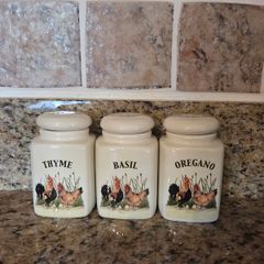 Rustic Farmhouse Herb Storage Jars  Set of 3