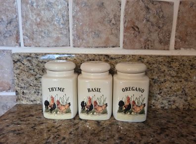 Rustic Farmhouse Herb Storage Jars  Set of 3