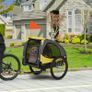 Dog Trailer, Mesh Windows, Roll-Up Cover, Universal Coupler, Steel Frame, Yellow, 140 x 71 x 83 cm Image 3