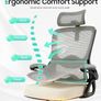Ergonomic Desk Chair -Dual Backrest Design with 2D Lumbar Support & Adjustable Headrest. Swivel Computer Chair with Flip-up Padded Armrest, Thickened Seat for Home/Work/Gaming Image 4