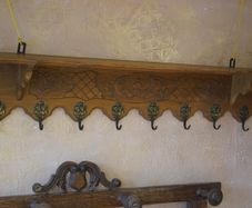 French Carved Oak Wall Coat Rack