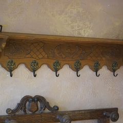 French Carved Oak Wall Coat Rack