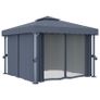 Gazebo with Curtain and String Lights 3x3 m Anthracite Image 3