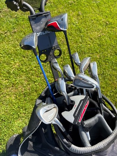 Full set of golf clubs, driver, bag & trolley